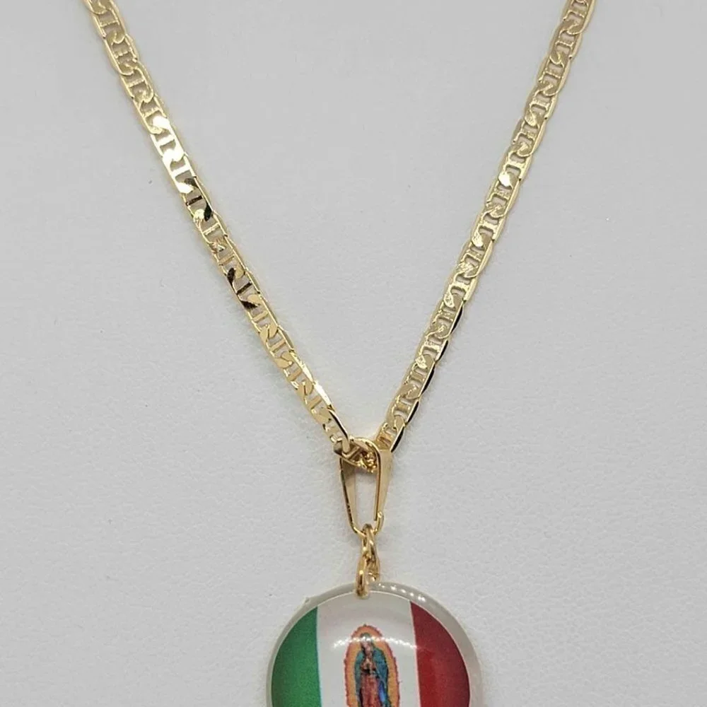 Exclusive Virgen De Guadalupe Necklace with Flag of Mexico